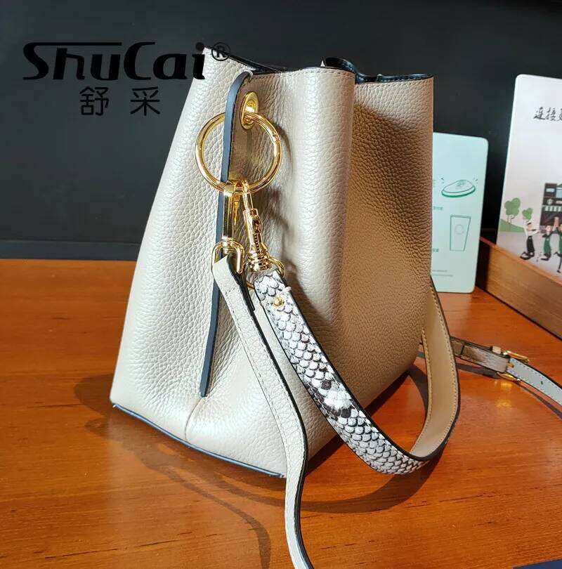 Genuine Leather Single Shoulder Bucket Head Layer Cowhide Crossbody Commuter Women's Bag