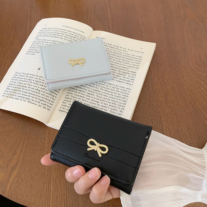 Free Shipping Designer Wallet For Women Fashionable And Simple Ins Bow Short Card Bag High-end Feeling Foldable Change Bag High Quality