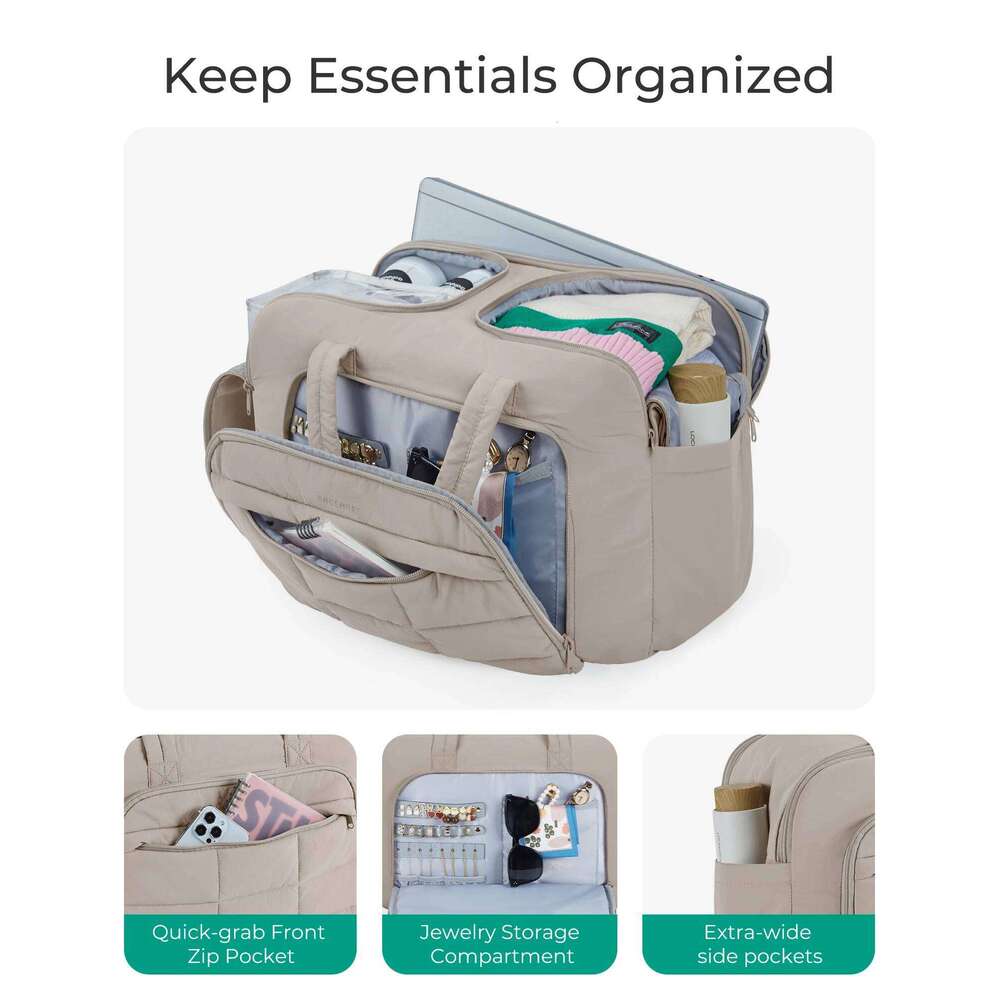 BAGSMART Travel Bag Large Capacity Carry on Bags with Jewelry Compartment Waterproof 35L Weekender Lage Storage Organize