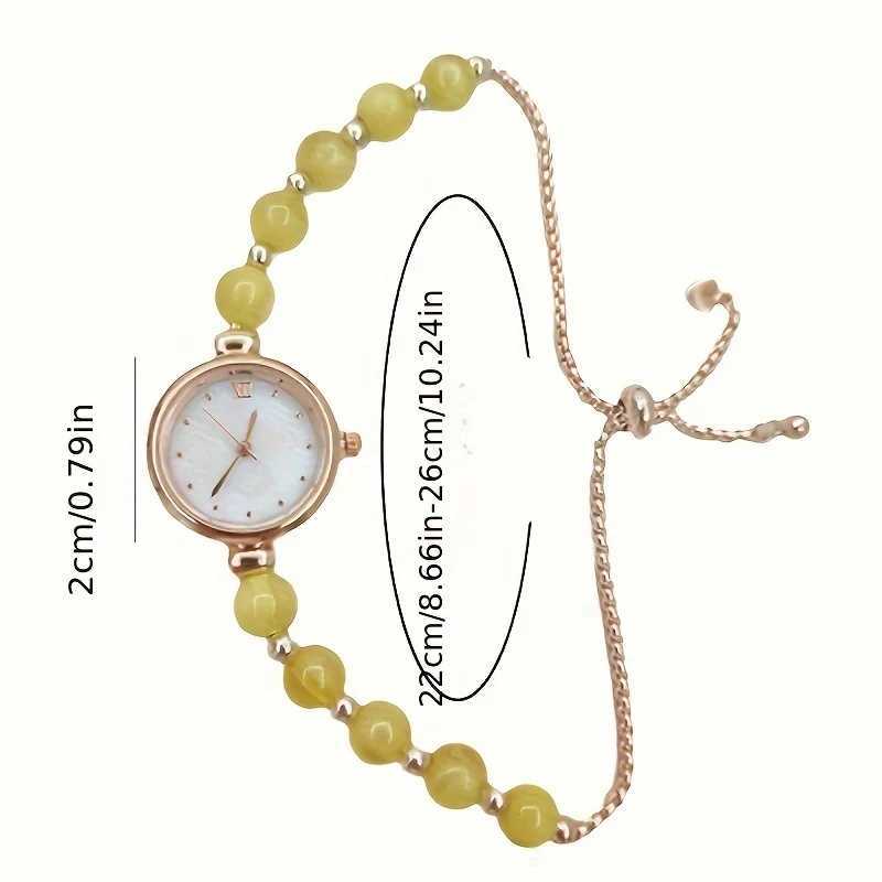 1pc Elegant Adjustable Pull-Out Alloy Strap with Imitation Pearl Comfortable Round Alloy Case Quartz Wrist Watch for Women XJ250527