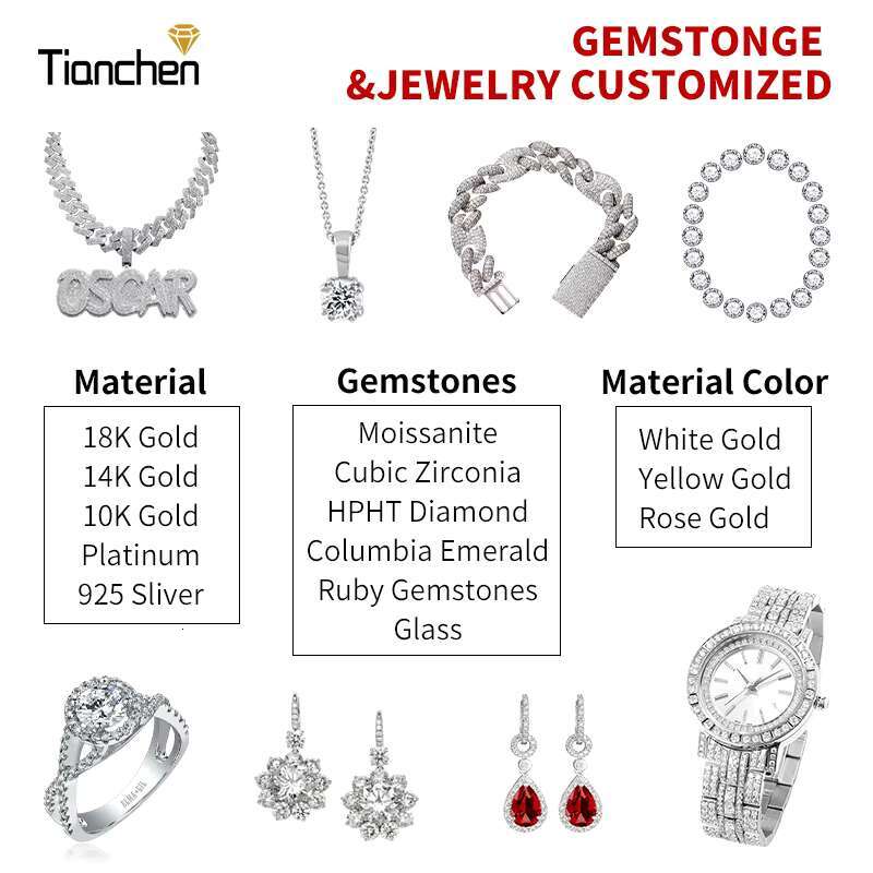 Wholesale Custom Iced Out Hip Hop Cuban Link Ring VVS D-color Moissanite Diamond Ring Gold Plated 925 Sterling Silver for Men