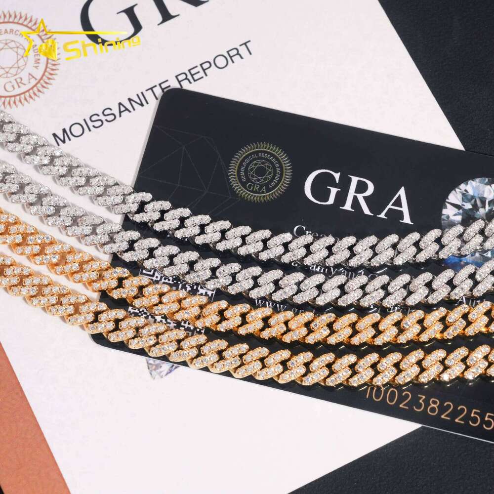 Factory Price RTS Hip Hop Jewelry 6mm Solid Sterling Sier Gold Plated VVS Iced Out Moissanite Miami Cuban Link Chain