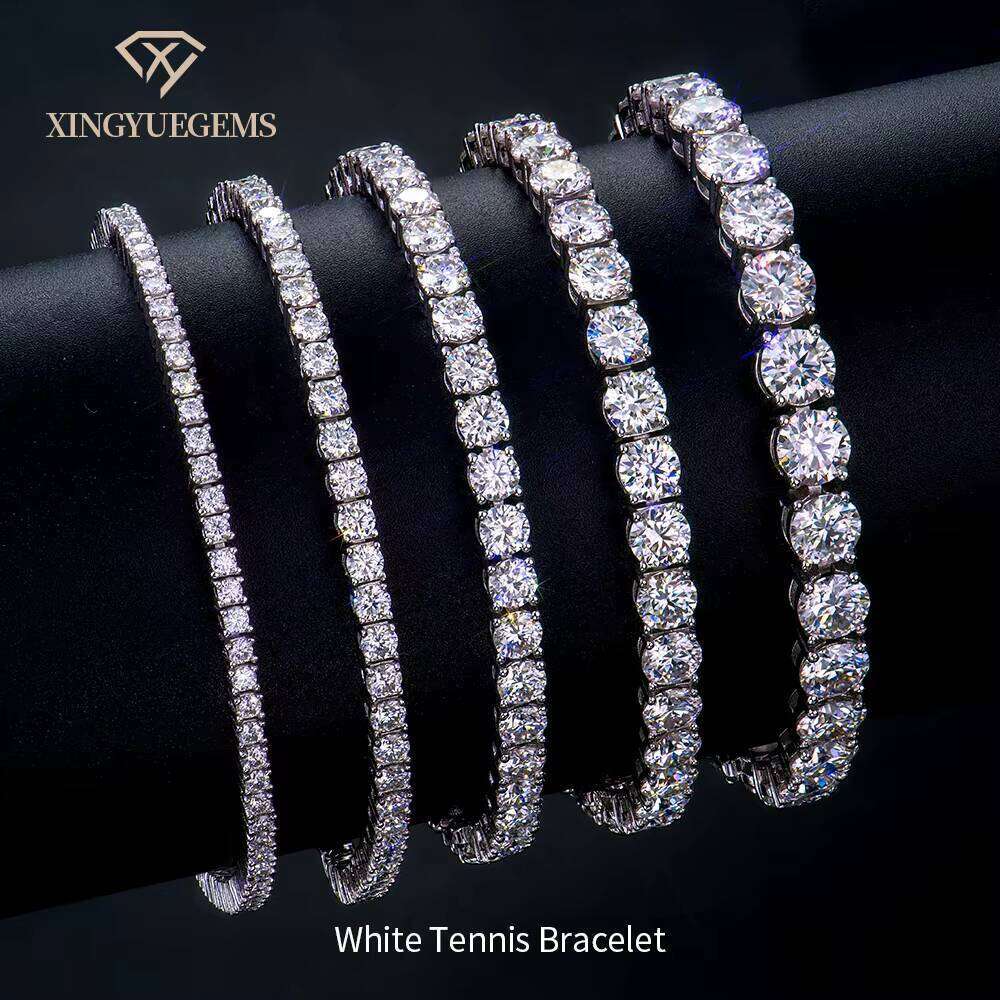 Wholesale Mossanite Moissanite Chain Bracelet Jewelry Manufacturer 2-6mm VVS Tennis Dia Trendy Unisex Hip Hop Men Gift
