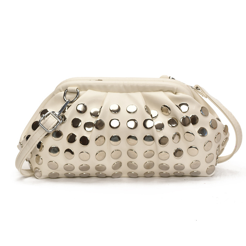 New Women's Bag New Fashionable Shoulder Commuter Underarm Bag Handbag Round Rivet Personalized Trendy Designer Wrinkled Cross Shoulder Bag Singl
