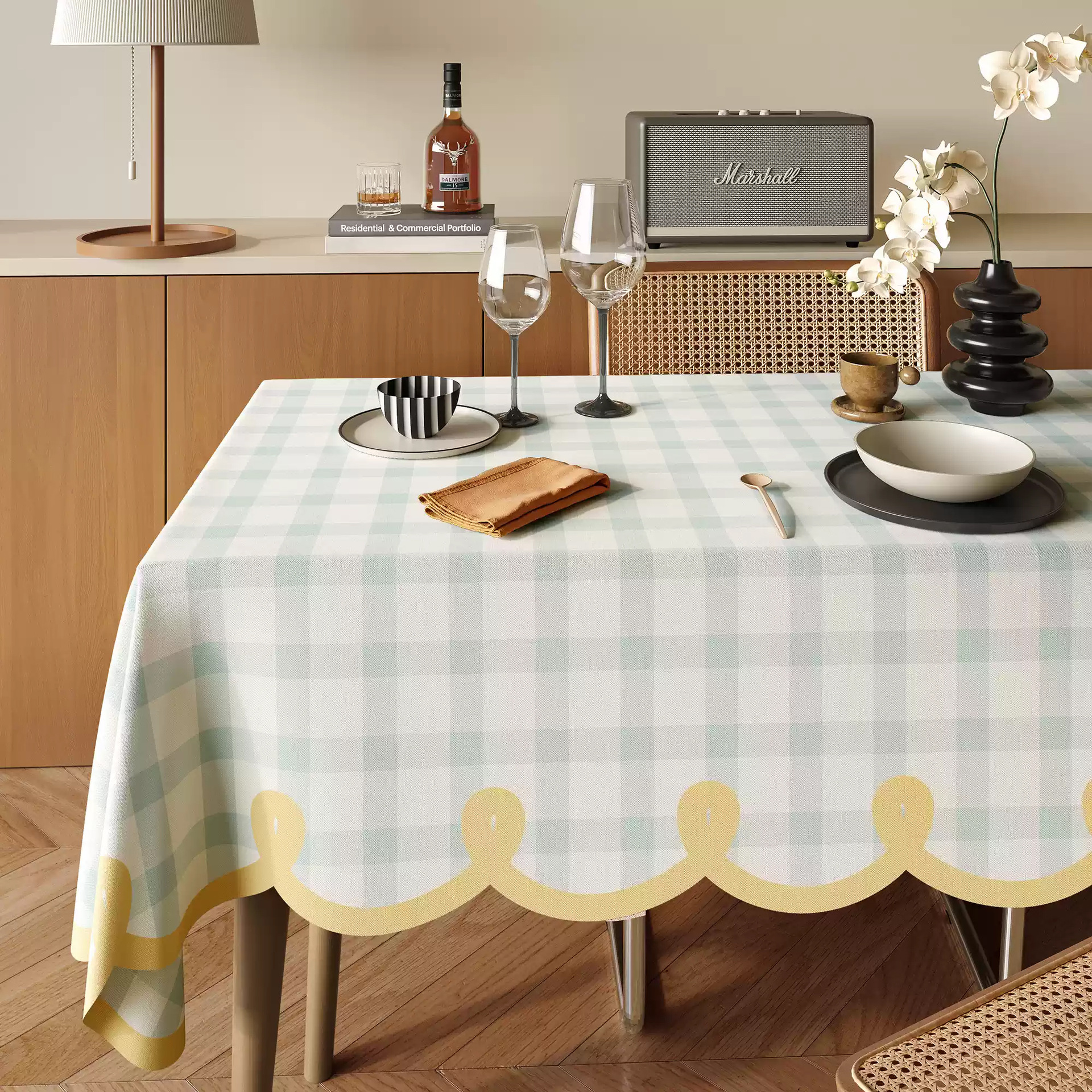 A642 cream style table cloth wash-free oil-proof waterproof anti-scalding coffee table cloth 2025 new cotton and linen heat-insulating table mat