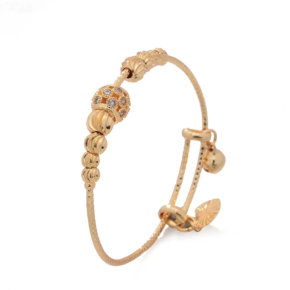 France Baby Bead Gold Color Bangles Female Zircon Stone Adjustable Bracelets For Girls Boys 410 years Old Gifts 250517