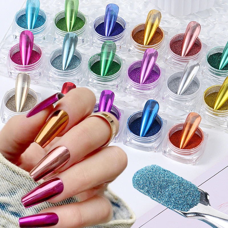 17 Colors Metallic Chrome Nail Powder Set Y2K Christmas Styles Magic Mirror Decor Rubbing Glitter Pigment Flakes Mirror Powder 250523