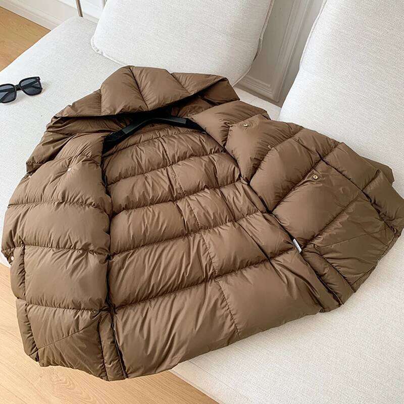 Hooded Thick Slim White Duck Down Jacket Women Korean Fashion Elegant Winter Coat