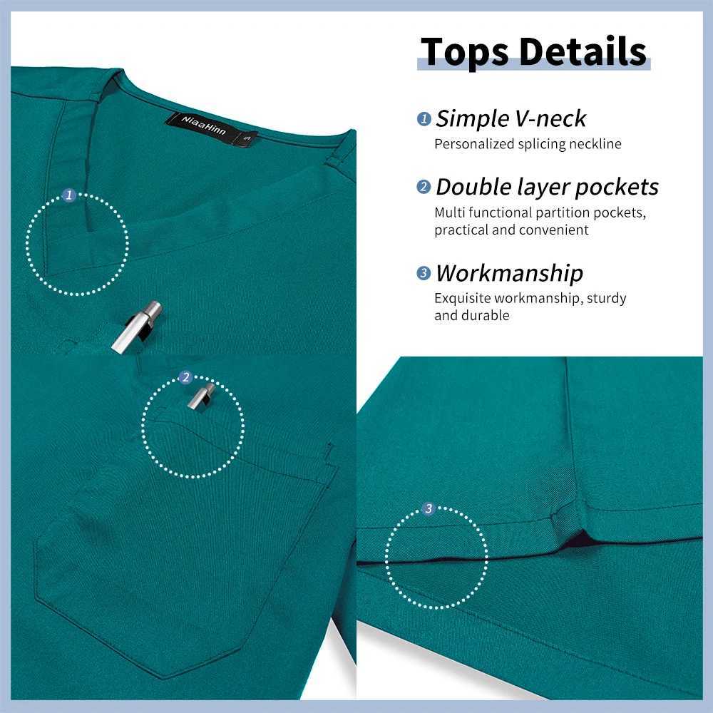 Clinic Hospital Doctor Overalls Mens Scrubs Medical Uniform V-neck Fashion Scrub Pharmacy Nurse Clothes Lab Set Male X2505282