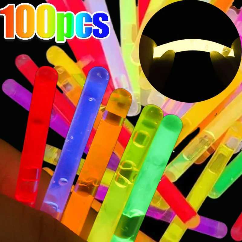 10/100pcs Glowing Sticks Bright Colorful Light Chemical Fluorescence Sticks for Wedding Party Clubs Night Fishing Float Lights W250528