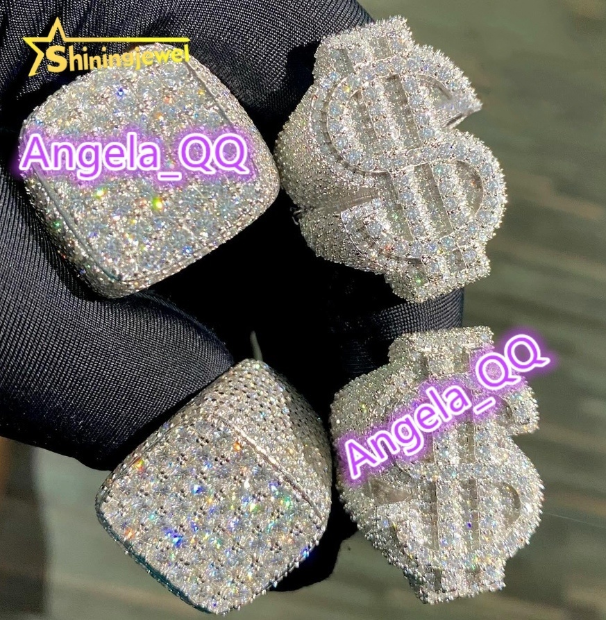 Pass Tester Fashion Custom Hip Hop Style Men Ring Iced Out VVS D Moissanite Diamond Jewelry 925 Sterling Silver Rings Men Women