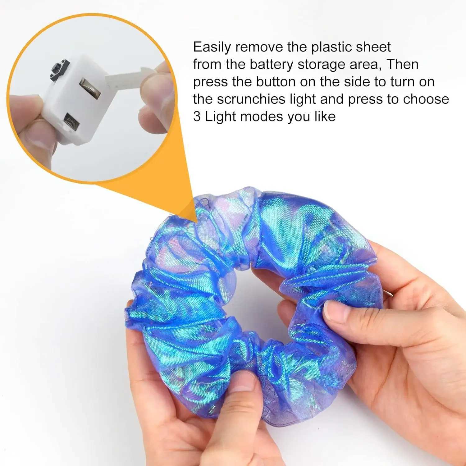 10Pcs LED Light Hair Scrunchies Light Up Scrunchies Elastic Glow Hairbands Hair Scrunchies Glow Mermaid Party favors Supplies W250528