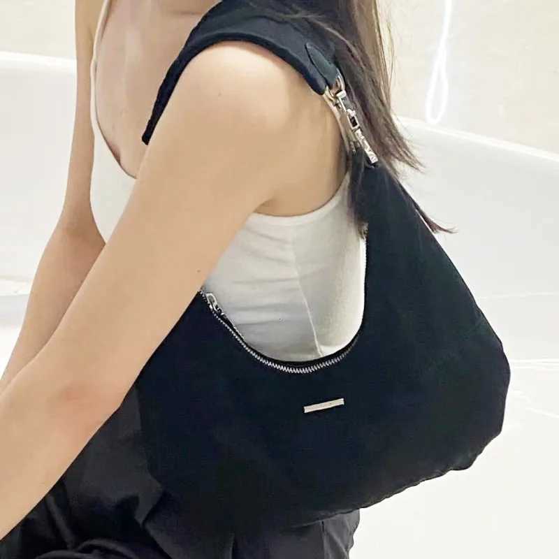 Women Retro Underarm Bag Armpit Small Shoulder Bag Soft Hobos Y2k Female Black Purse Fashion Girls Crescent Handbag 2025 New Y250528