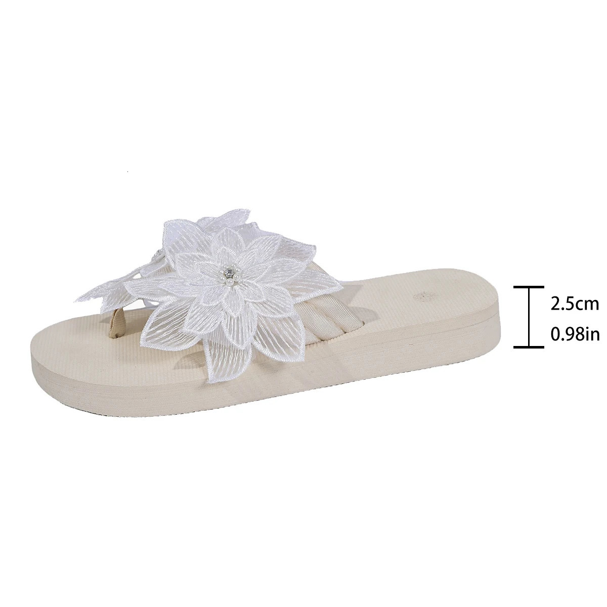 Flower Decor Wedge Flip Flops Women 2025 Summer Clip Toe Beach Slippers Woman Lightweight Non Slip Platform Sandals Slides Mujer 250528