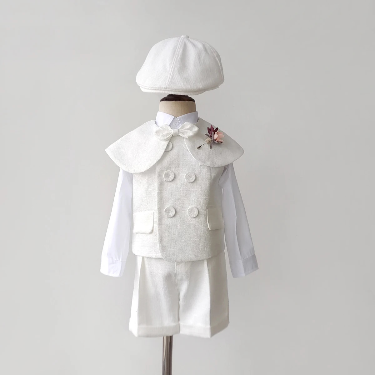 Boutique Suit Baby Boy Baptism Outfit Christening White Vest Set Gentleman Kids 14 Yrs Birthday Wedding Party Clothing Set 250528