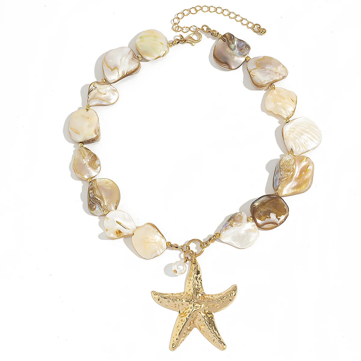 KunJoe Beach Large Gold Color Starfish Pendant Necklace for Women Vintage Short Choker Collar Chain Jewelry on the Neck 250519