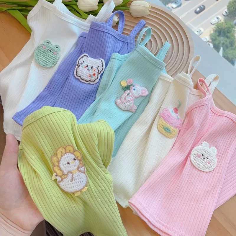 Baby Girls T-shirts for Kids Summer Sleeveless Knitted Tops Vest Outfits Girls Cute Halter Tops Tees Children Clothing 1-12 Years X250528