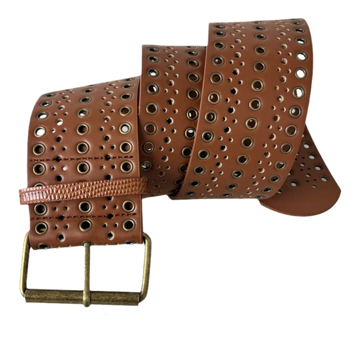 Rivet Gas Eye Hollow Wide Belt Punk Style European and American Spice Girls Heavy Industry Hip Hop Gas Eye Wide Belt 250520