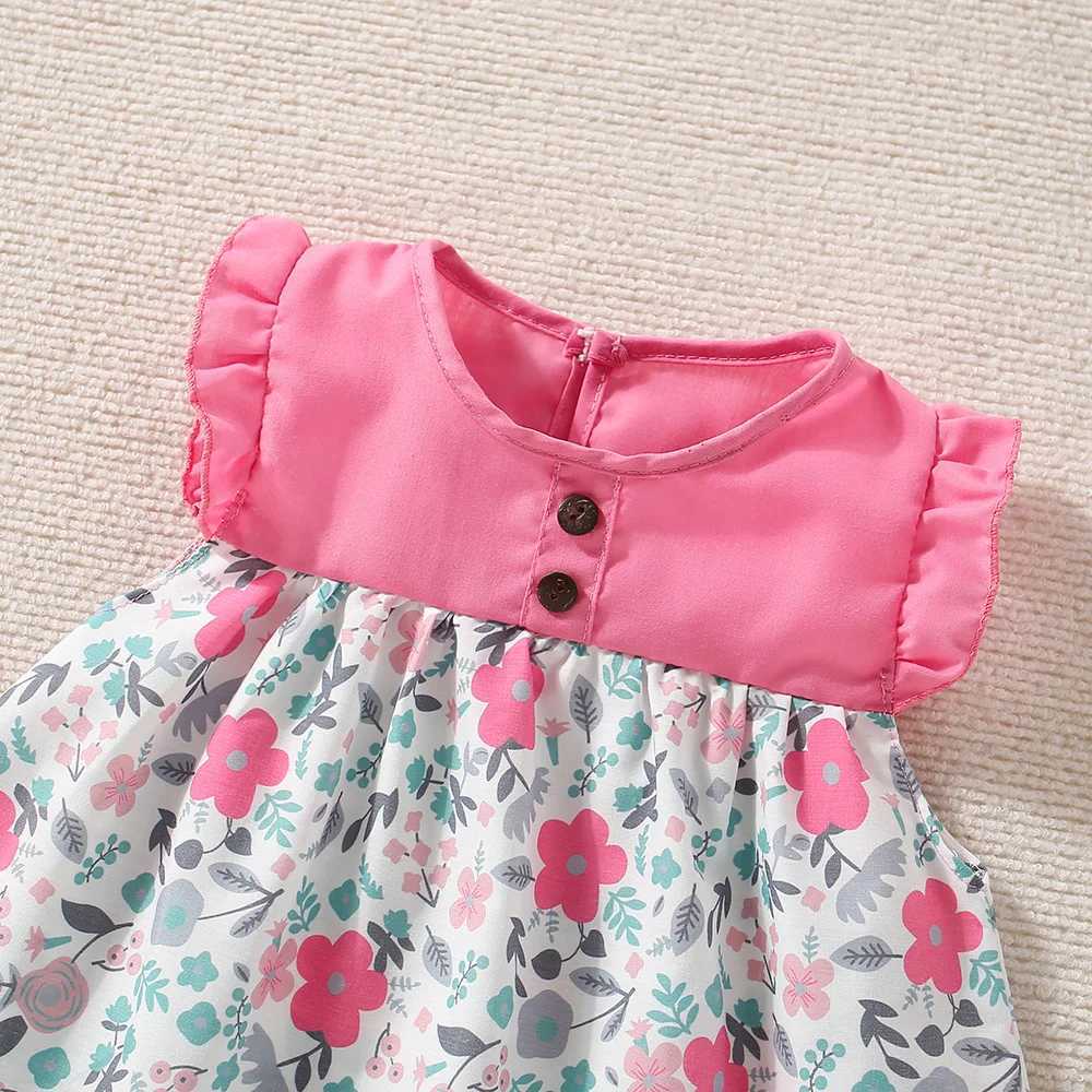 New Summer Baby Girl Floral Dress Girl Sleeveless Pure Cotton Newborn Birthday Dress Comes with Sun Hat X250528