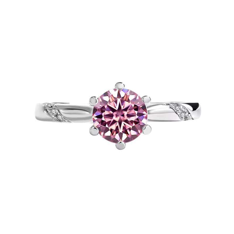 Direct Sale Manufacturer 925 Sterling Silver 0.5ct Wedding Engagement Rings for Women Classic Moissanite 5-Year Color Retention