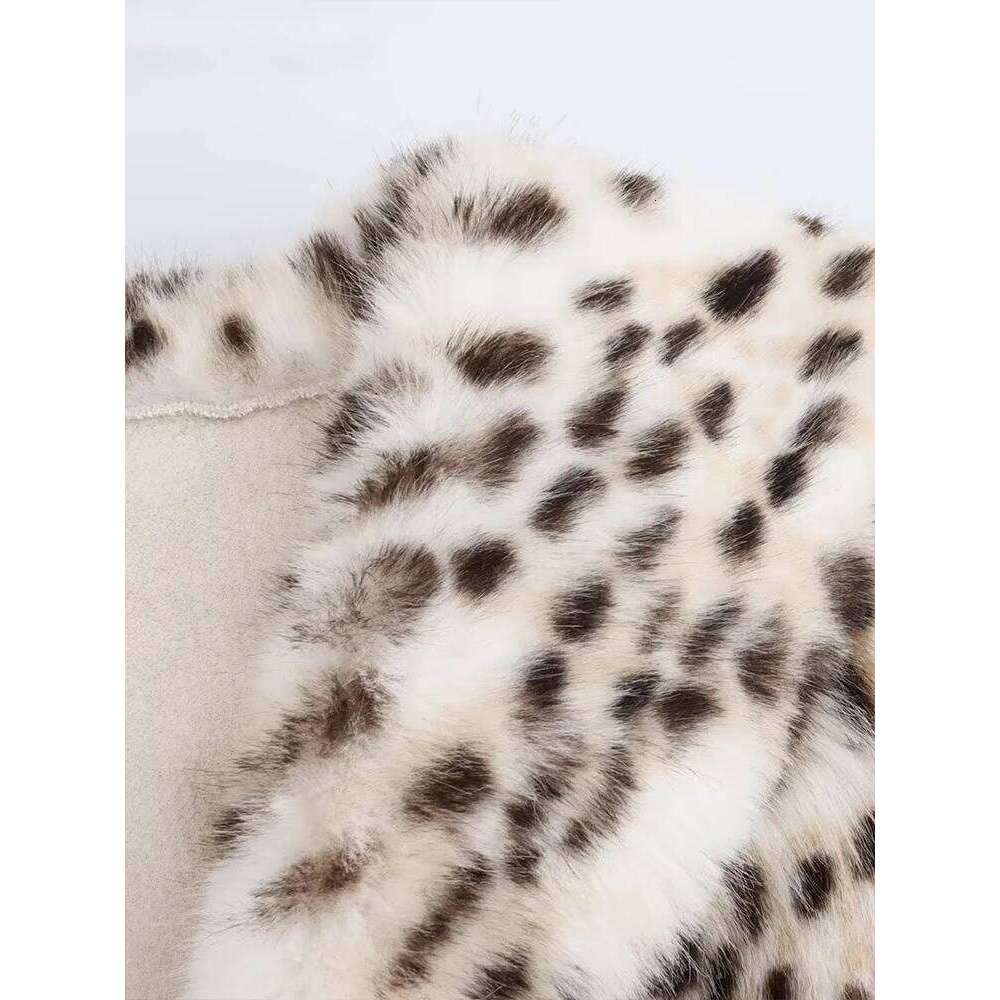 2024 Autumn New Women's Clothing European and American French Design Leopard Fur Mid-Length Coat