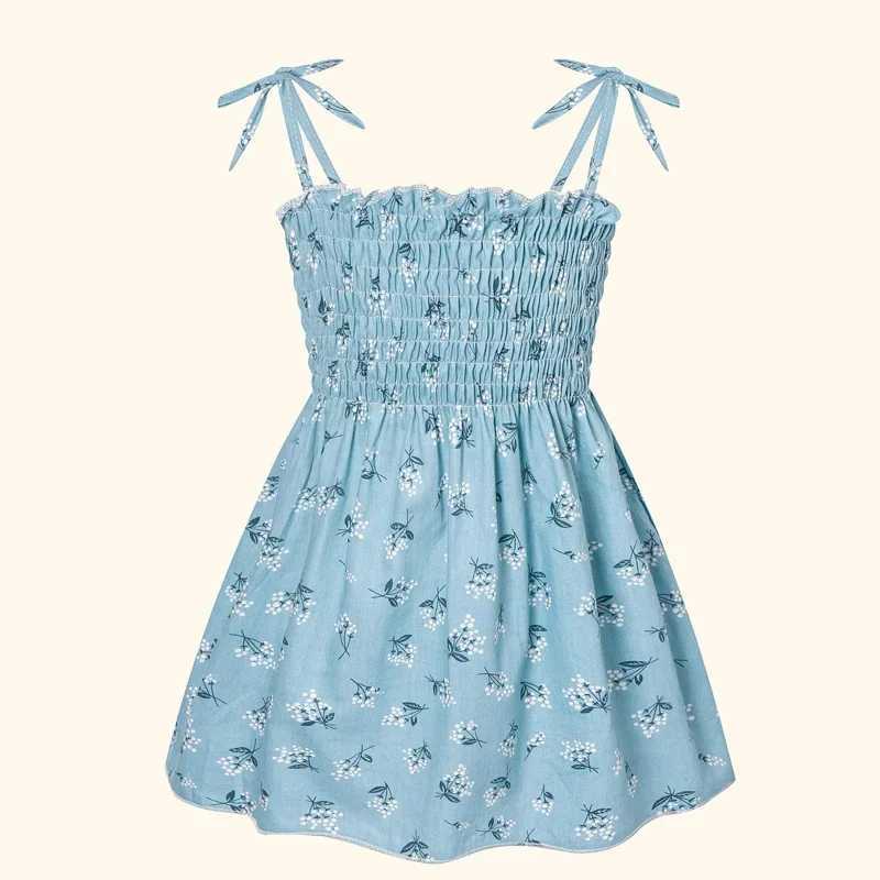 Children Girl Dress Summer Elegant Sling Princess Dresses Flower Print Kids Beach Sundress Casual Cotton Baby Girl Clothing X250528