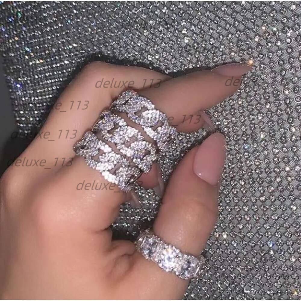 Ring, 2024 New Jewelry Brand Designer Moissanite Dia Ring, Ice-Covered Men's Hip-Hop Ring