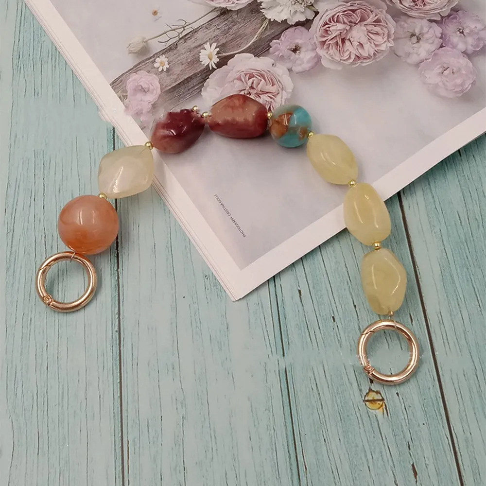 1Pcs Colorful Acrylic Handbag Strap Handle Bead Replaceable Resin Stone Wristlet Purse Bag Belt DIY Bag Parts Accessories 250528