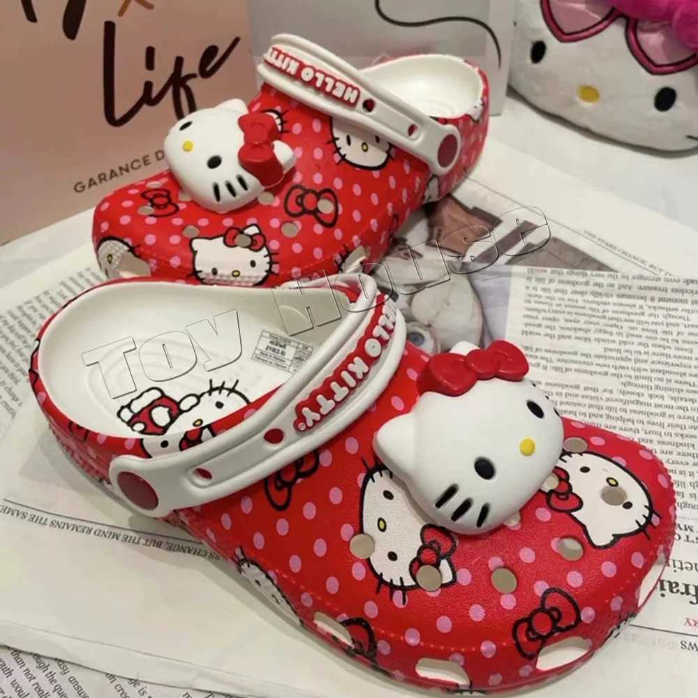 Sanrio Hello Kitty Kawaii Sanrio Hole Sandals Slippers Kawaii Eva Anime Home Beach Shoes Summer Slippers Adult Kids Xmas Gift w250528