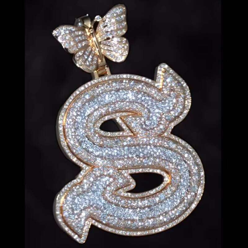 Hip Hop Jewelry Custom Initial Letter Sterling Sier Gold Plated VVS Moissanite Dia Iced Out Pendant
