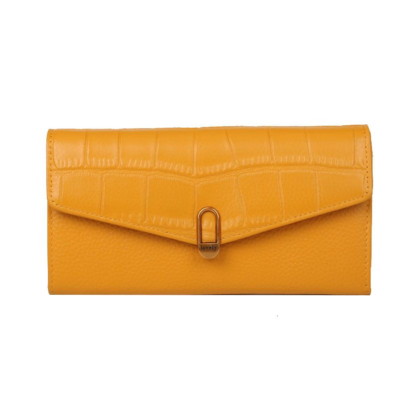 Free Shipping Designer Wallet Head Layer Leather Women's Handbag Long Two Fold Buckle Phone Bag Leather Multi Card ID Bag