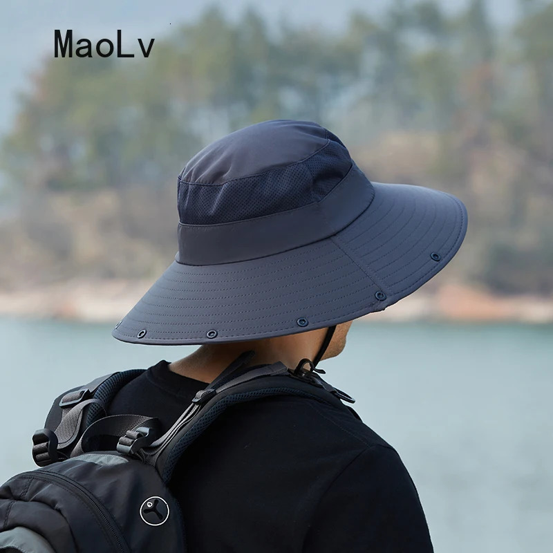 Summer Sun Hat Double Layer UV Protection Fishing Hunting Outdoor Cap Hiking Camping Visor Hat Removable Fisherman Hat tool 250526