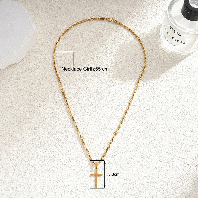 Stainless Steel Cross Pendant Necklace for Men Women Minimalist Gold Color Jewelry Male Female Necklaces Chokers Gifts 2024 250519