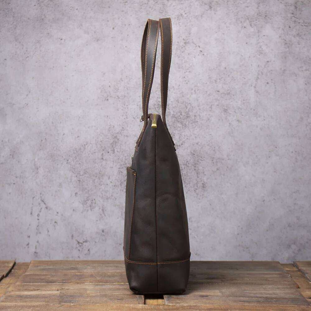S.WORKER Vintage Genuine Men's Handbag Cowhide Briefcase Shoulder Women Casual Tote Bag 2020 NEW Crazy-horse Leather