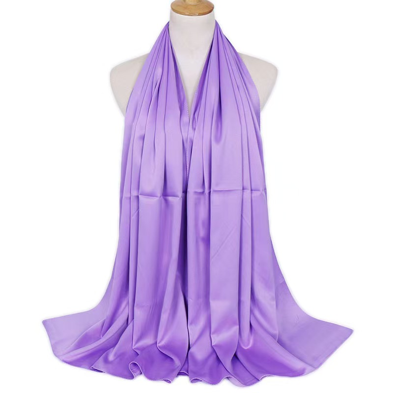 T826 solid color satin ladies silk scarf high quality satin single color silk satin scarf shawl long