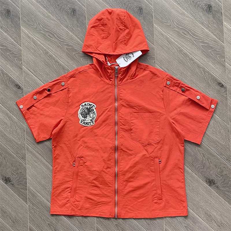 Fashionable Orange SAINT VANITY Tracksuit Set with Embroidery Rivets and Zipper for Active Lifestyle Trendsetters X250528