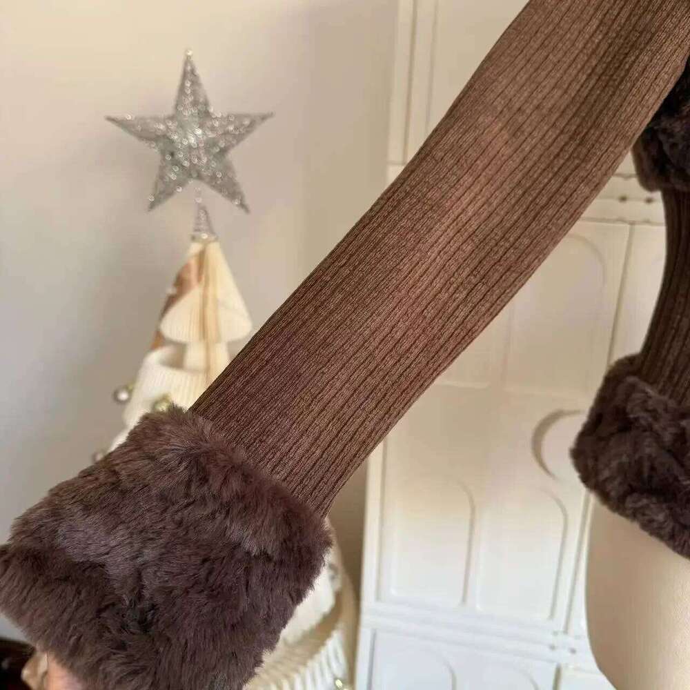 Brown Vintage Lapel Fur Coats Cross Zipper Fluffy Long Sleeve Slim Splicing Jacket for Women Retro Y2k Casual Street Fashion