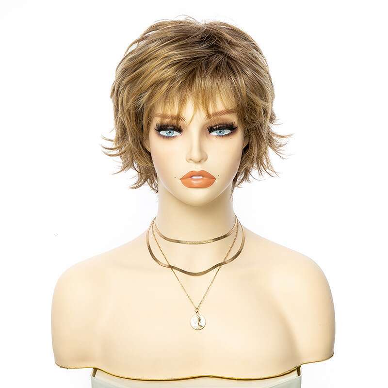 Women's wig Fashion Short Natural Curly Light Blonde Synthetic High-Temperature Fiber Wig