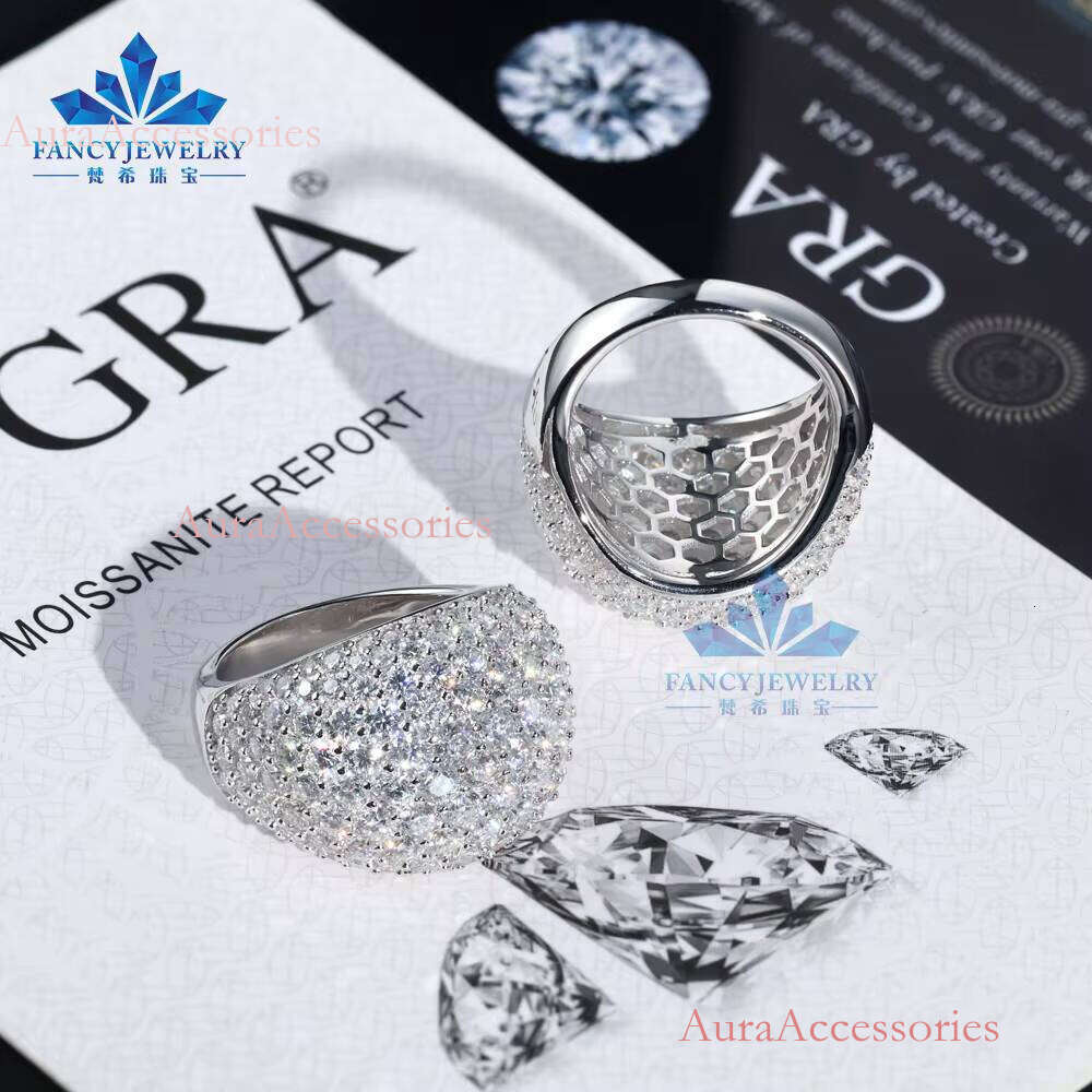 Lab-Grown Melee VVS IGI Certificate D E Color Engagement Hip Hop Synthetic Dia S Sier Ring