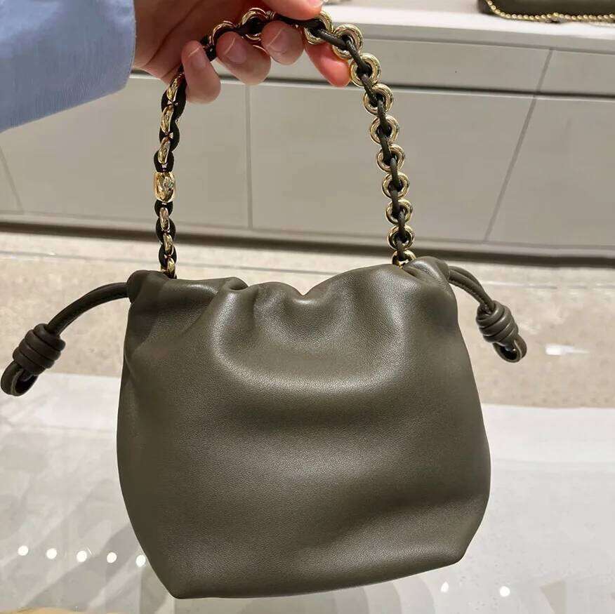 New Women's Cloud Drawstring Hobos Crossbody Real Leather One Shoulder Casual Bucket Bag