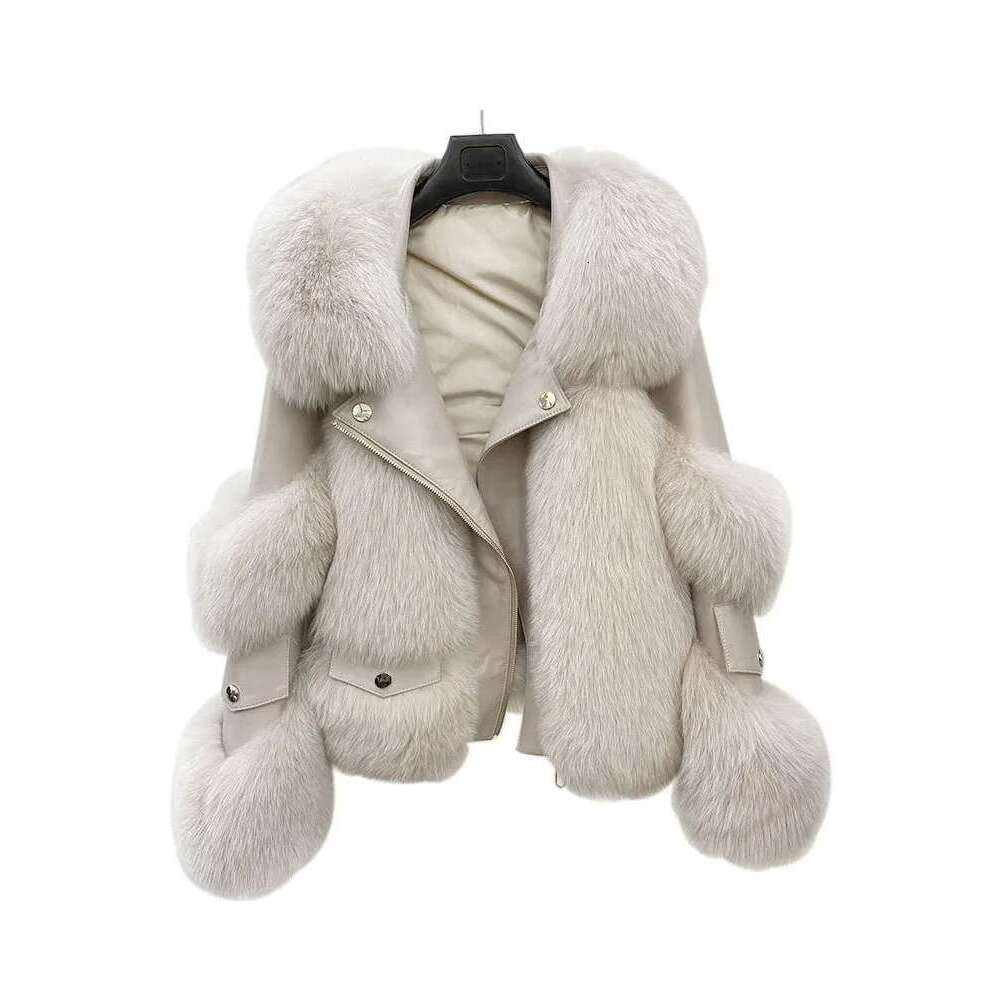 ZADORIN New Winter Coats Furry Fox Coat Women Turn Down Collar PU Leather Splicing Warm Lining Faux Fur Jacket