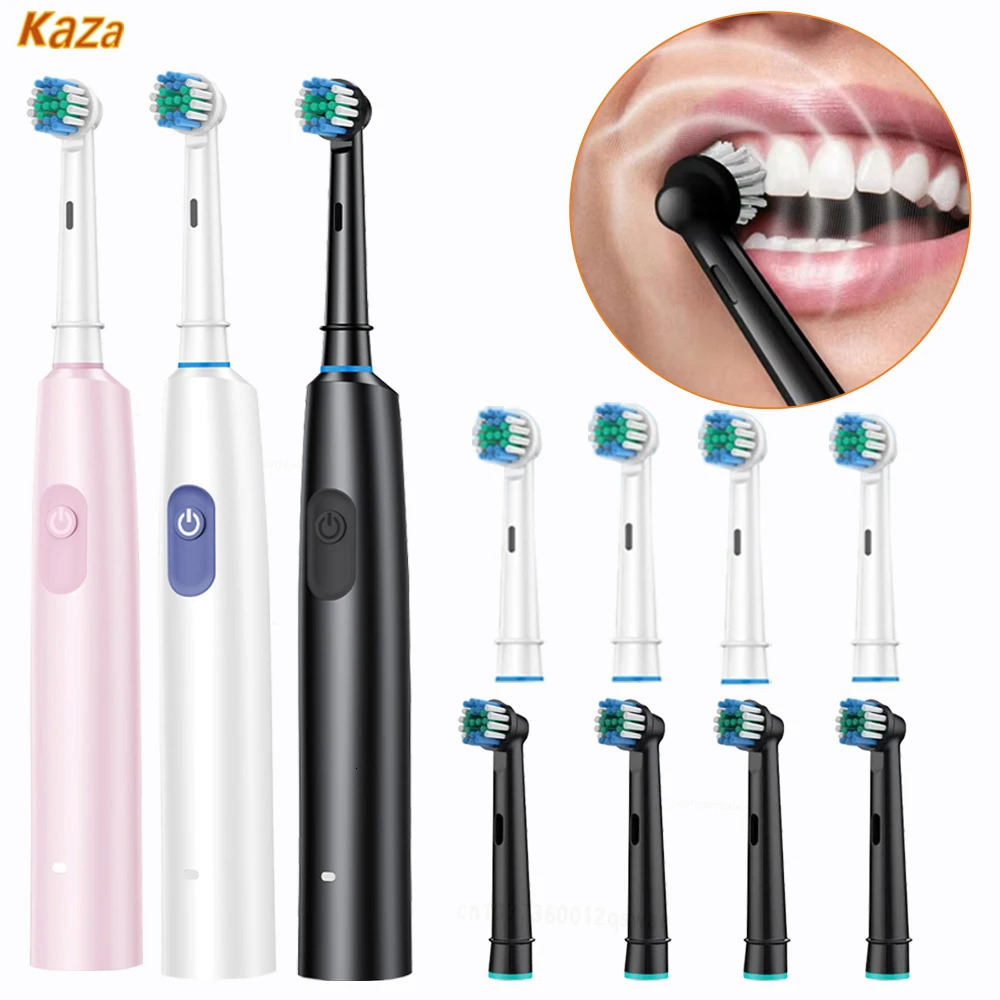 Rotating Electric Toothbrush for Adult Teeth whitening Brushes 3D round head soft brush Rechargeable 250519