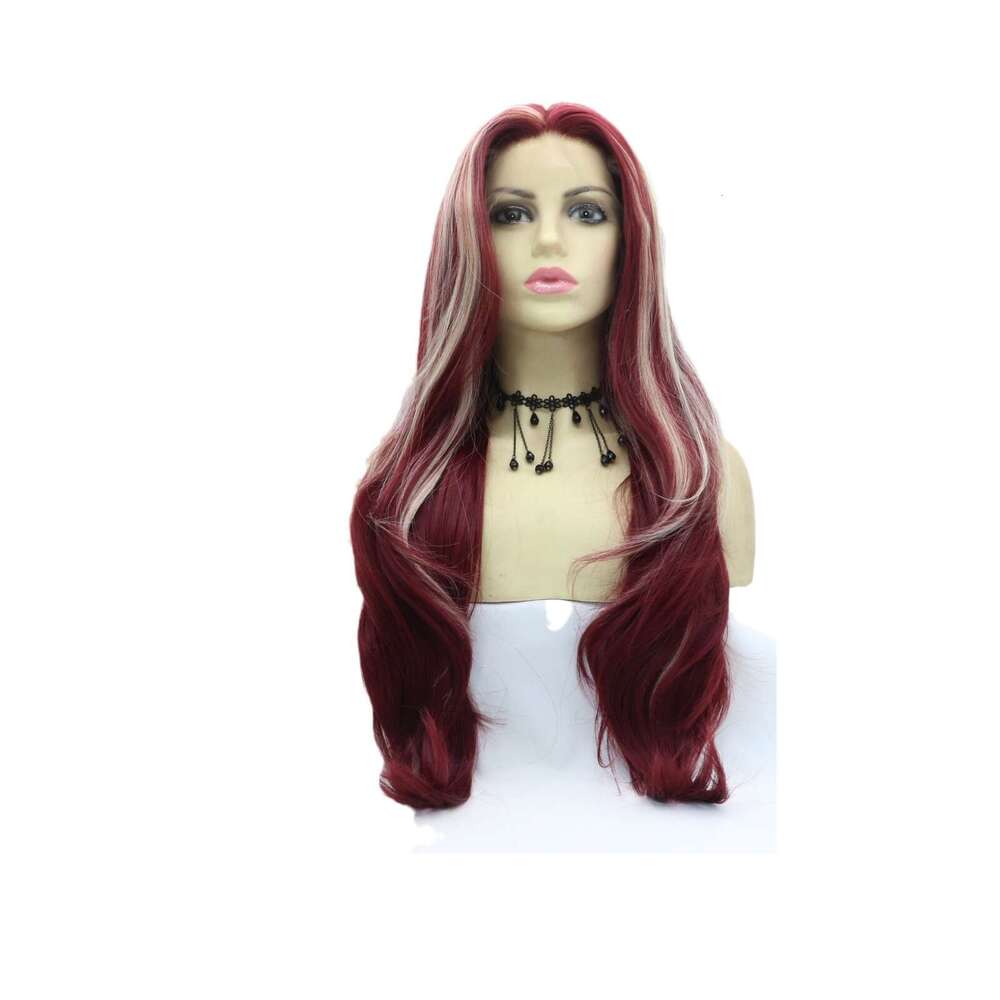 Mermaid Princess Red Middle Part Big Waves Synthetic High-Temperature Fiber Long Curly Hair