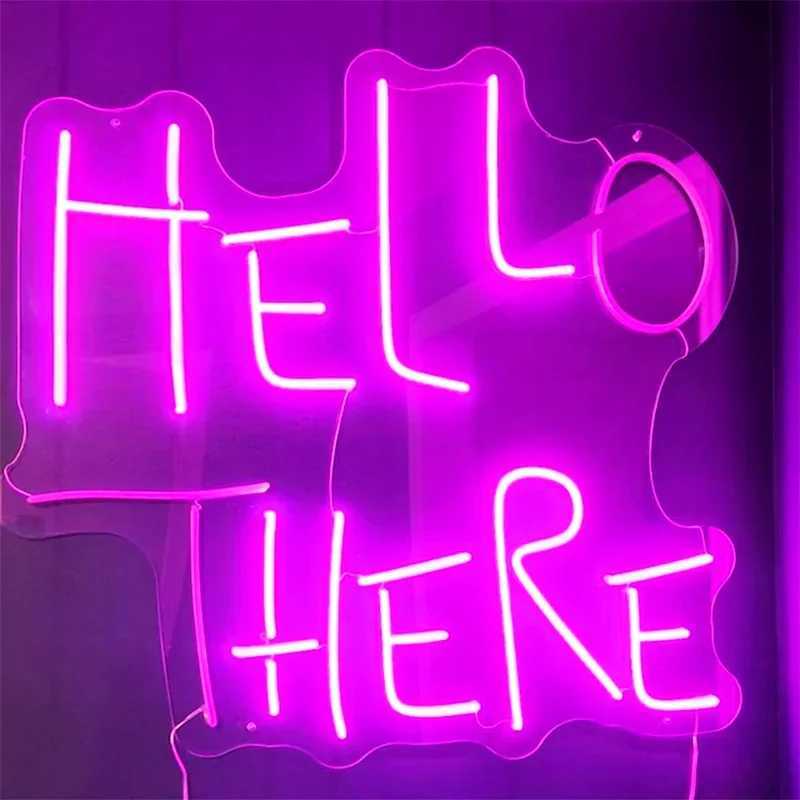 LED Neon Iareti Hell Here Hello There Halloween Duvar Dekoru Korku Filmi Aksesuar rktc Parti W250528