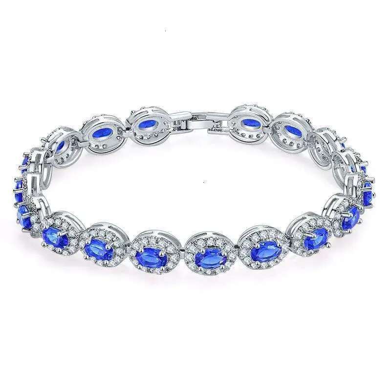 Elliptical Dia Zircon MOXI Copper Plated True Platinum Colorful Women's Bracelet