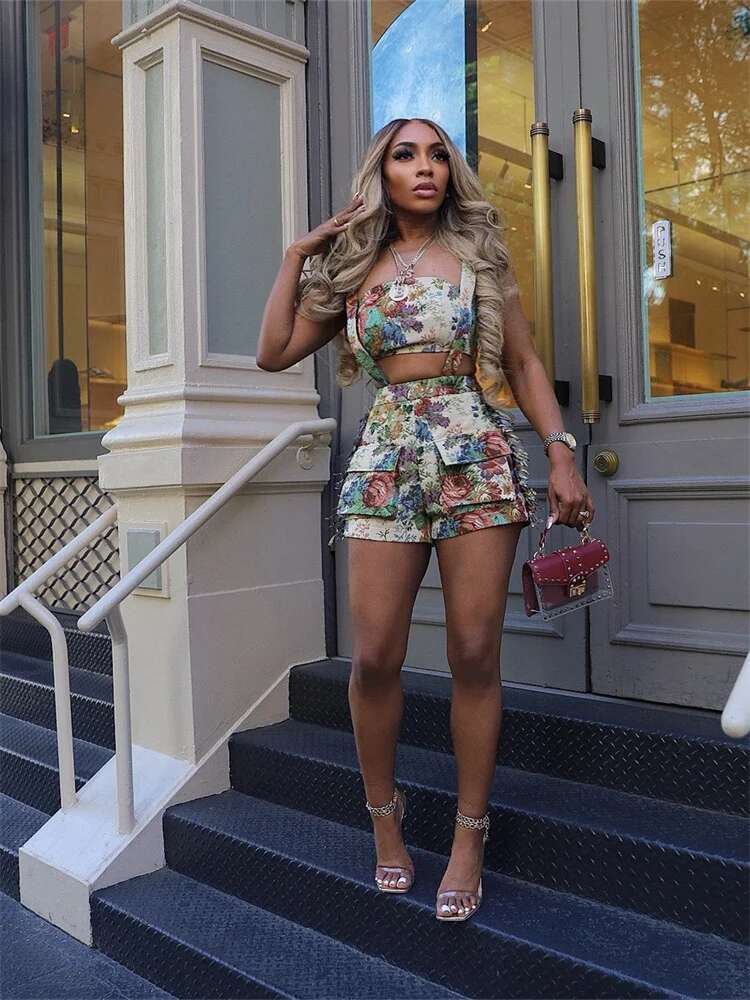 2 Piece Set Women Summer Sleeveless Off Shoulder Tassel Crop Top Shorts Sets Casual Tracksuit Wholesale Dropshipping 2025