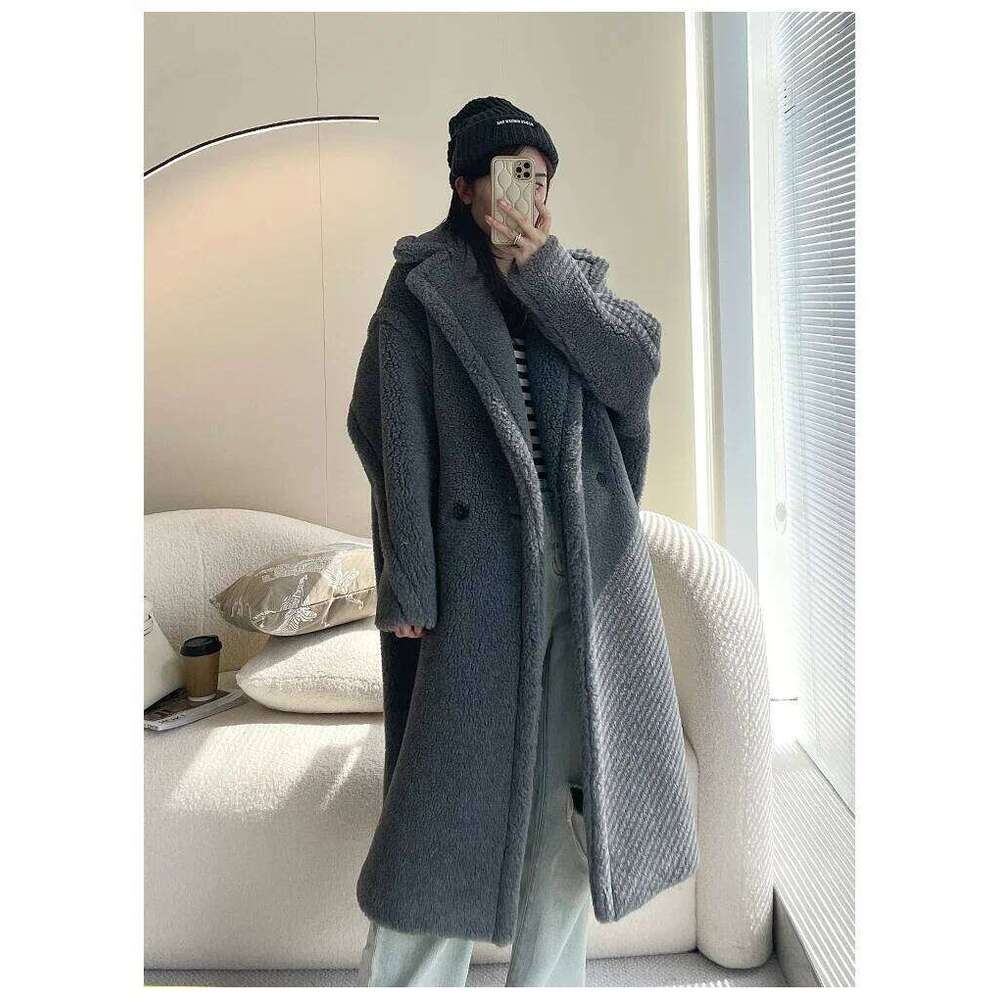 Winter Bear Women's Alpaca High-End Profile Mid-Length 2025 New Teddy Women Fur Camel Coat