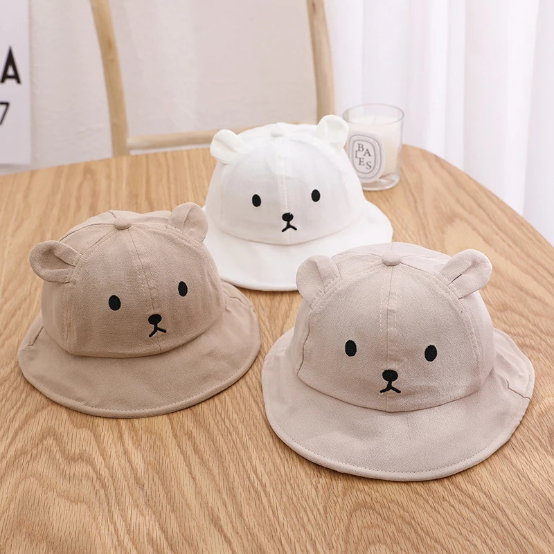 Spring Summer Hat Cute Bear Ear born Panama Cap Solid Color Outdoor Beach Kids Baby Boy Girl Sun Hats Bonnet 250528