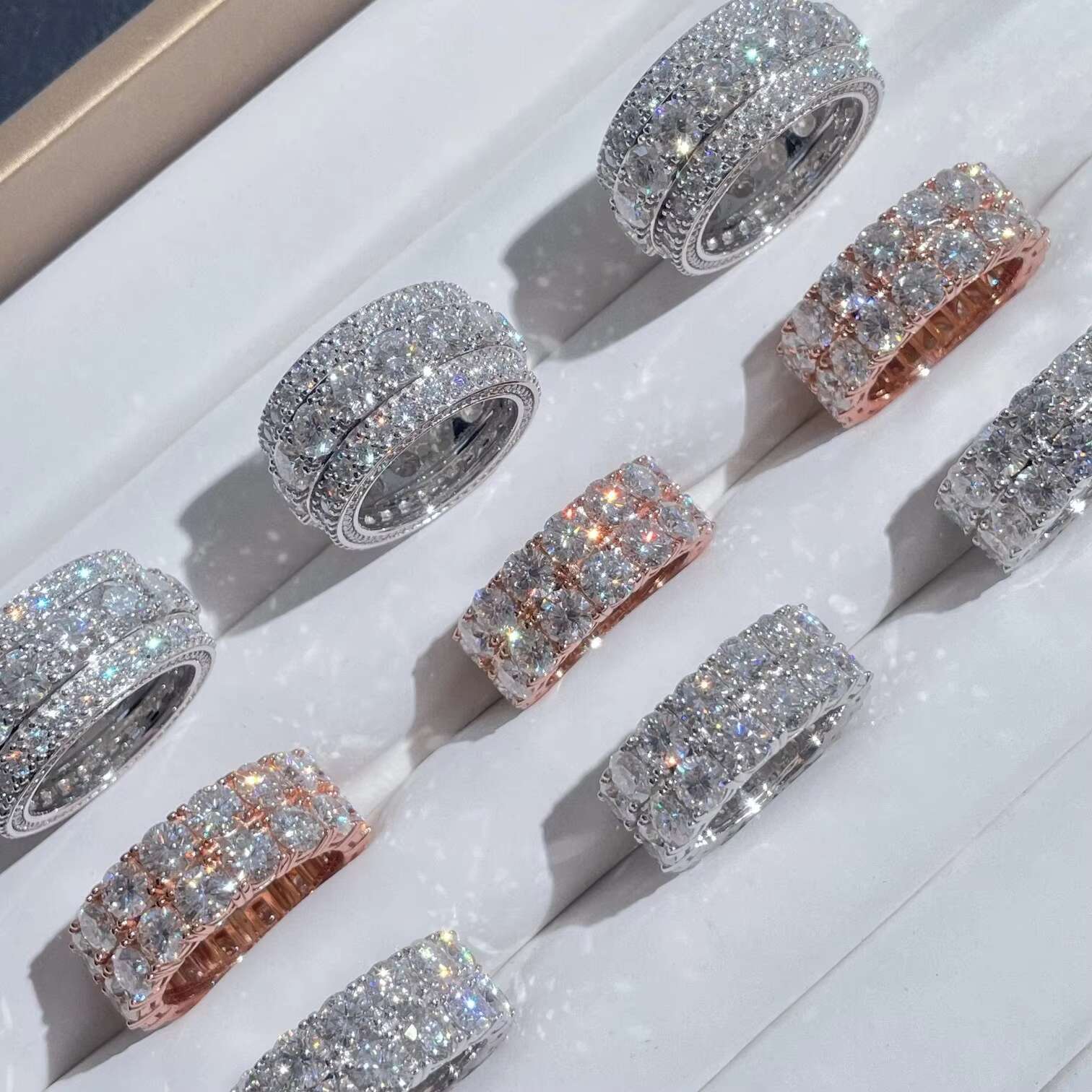 Punk Hip Hop Rotary Stackable Diamond Spining Band 925 Silver Ice Out Men Ring VVS Moissanite Diamond Ring