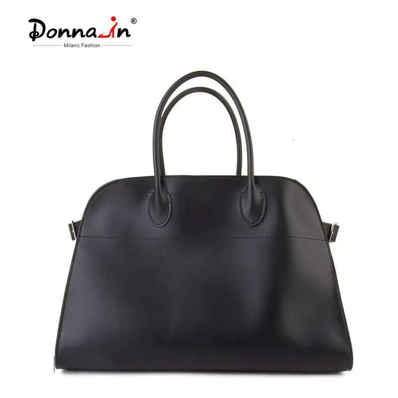 Donna-In First Layer Cowhide Handbag Genuine Leather Women Commute Casual Top Handle Bag Large Capacity